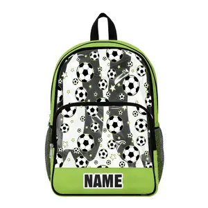 Personalised Football Backpack Custom Name Green School Bag for Boys Transparent PVC Rucksack Kids Clear PE Kit Bag Large Capacity Waterproof Bookbag Back to School Gift for Son Lightweight Durable Travel Daypack