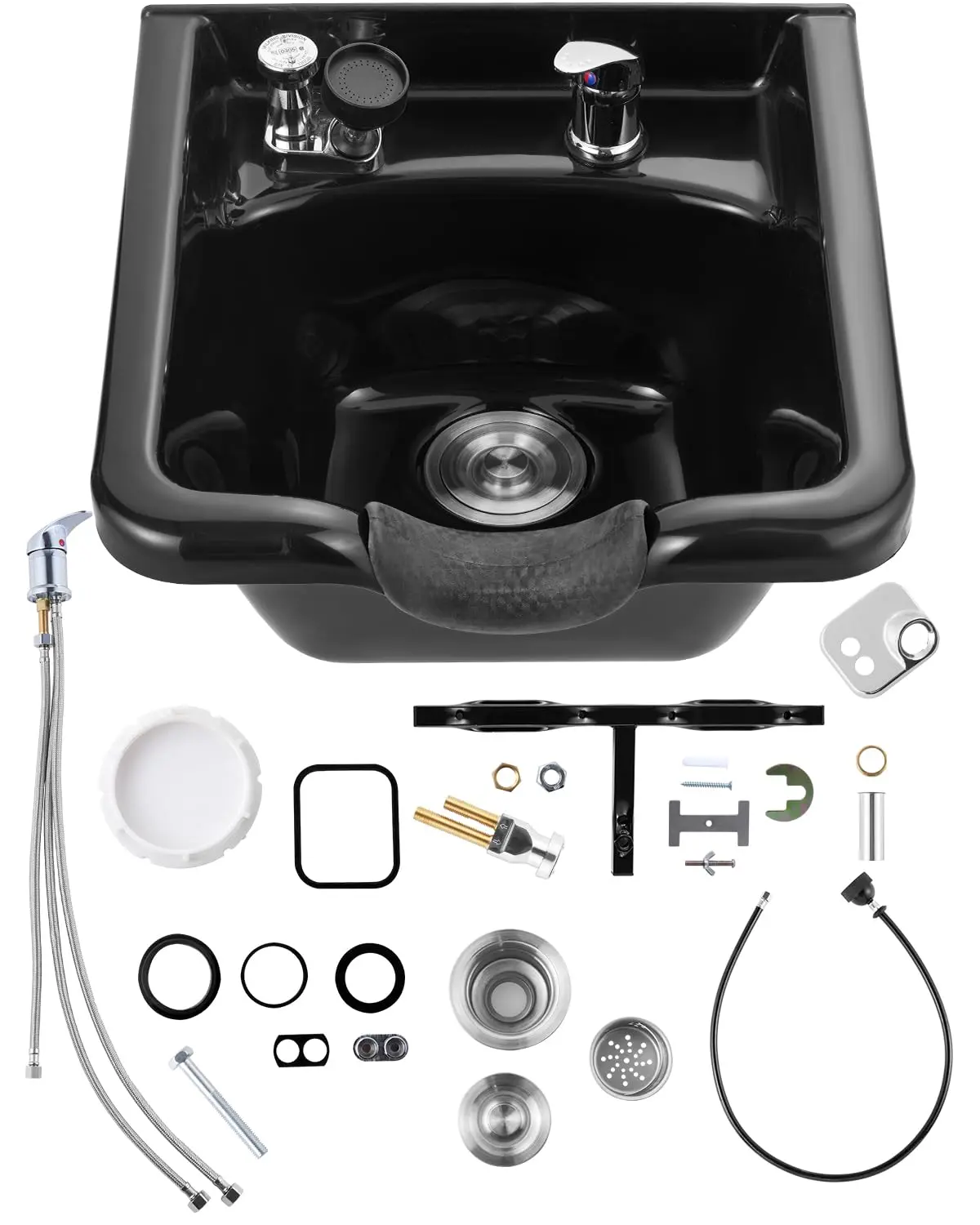 VEVOR Shampoo Bowl Hair Sink for Salons, Black Hairdresser Basin, ABS Plastic Spa Hairs Washing Wash Sink, Hairs Backwash Basin Beauty Salon Equipment for Hairstylists