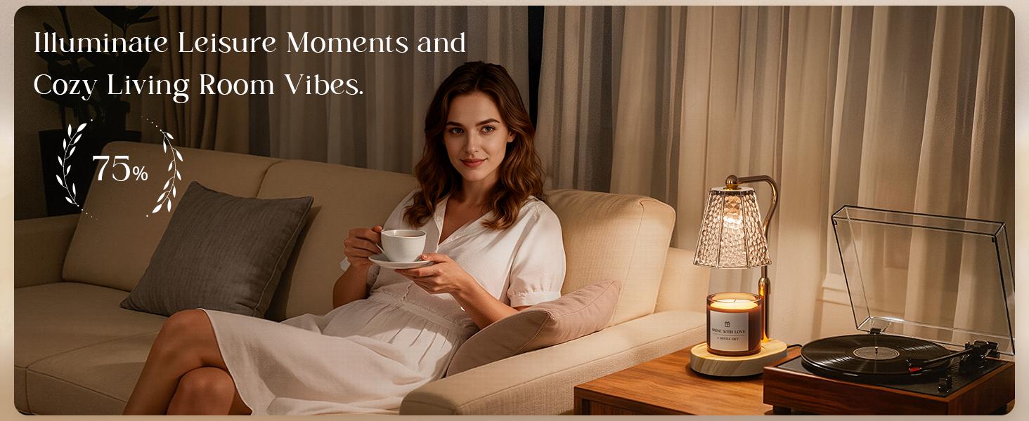 Candle Warmer Lamp with Timer Dimmable, Height Adjustable Wax Melt Warmer for Home Decor & New Home Bedroom, Vintage Candle Lamp for Scented Wax Jar Candles with 2 Bulbs,Birthday Gift for Women & Moms