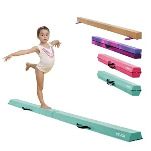 VEVOR 8FT Folding Balance Beam for Kids, 200LBS Stable Support Gymnastics Floor Beam with Non-Slip Mats, Gymnastics Training Equipment with Anti-Slip Bottom and Carrying Bag for Home Gym, Mint Green