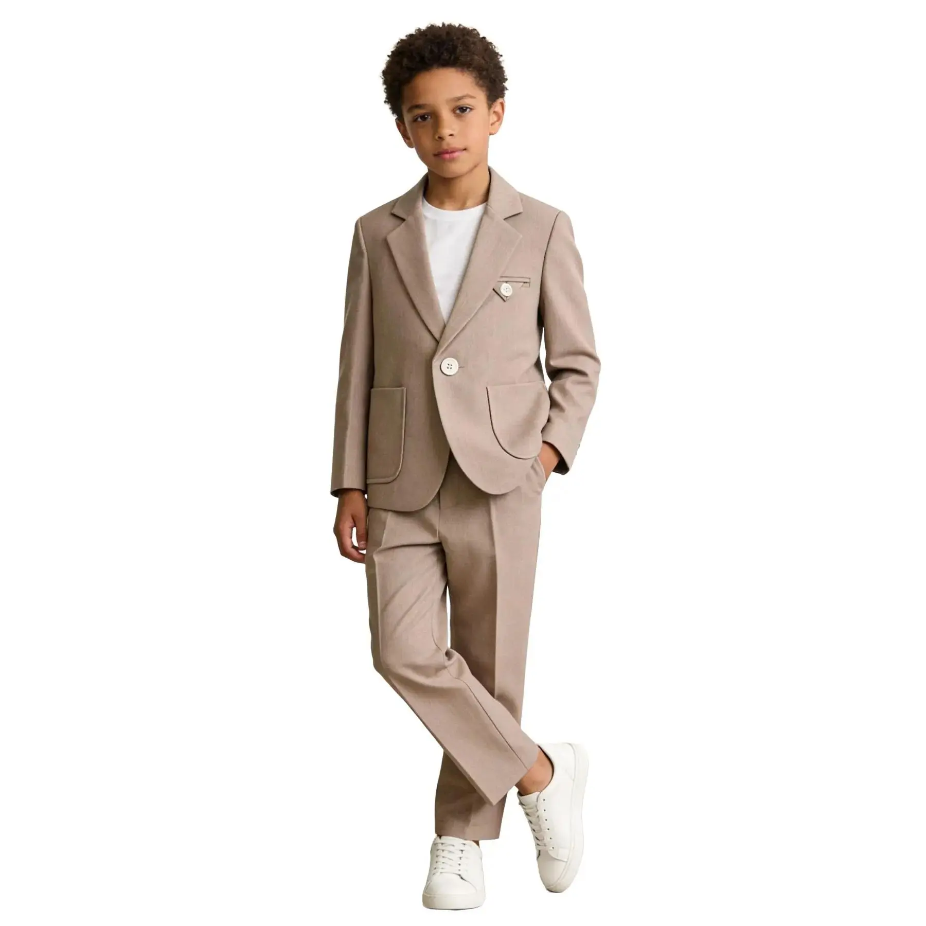 Boys' 2-Piece Suit Set with Button Front Blazer & High Waist Pants, Formal Casual Polyester Blend Wear for Holiday Parties, Casual Wear, 3-4 Years