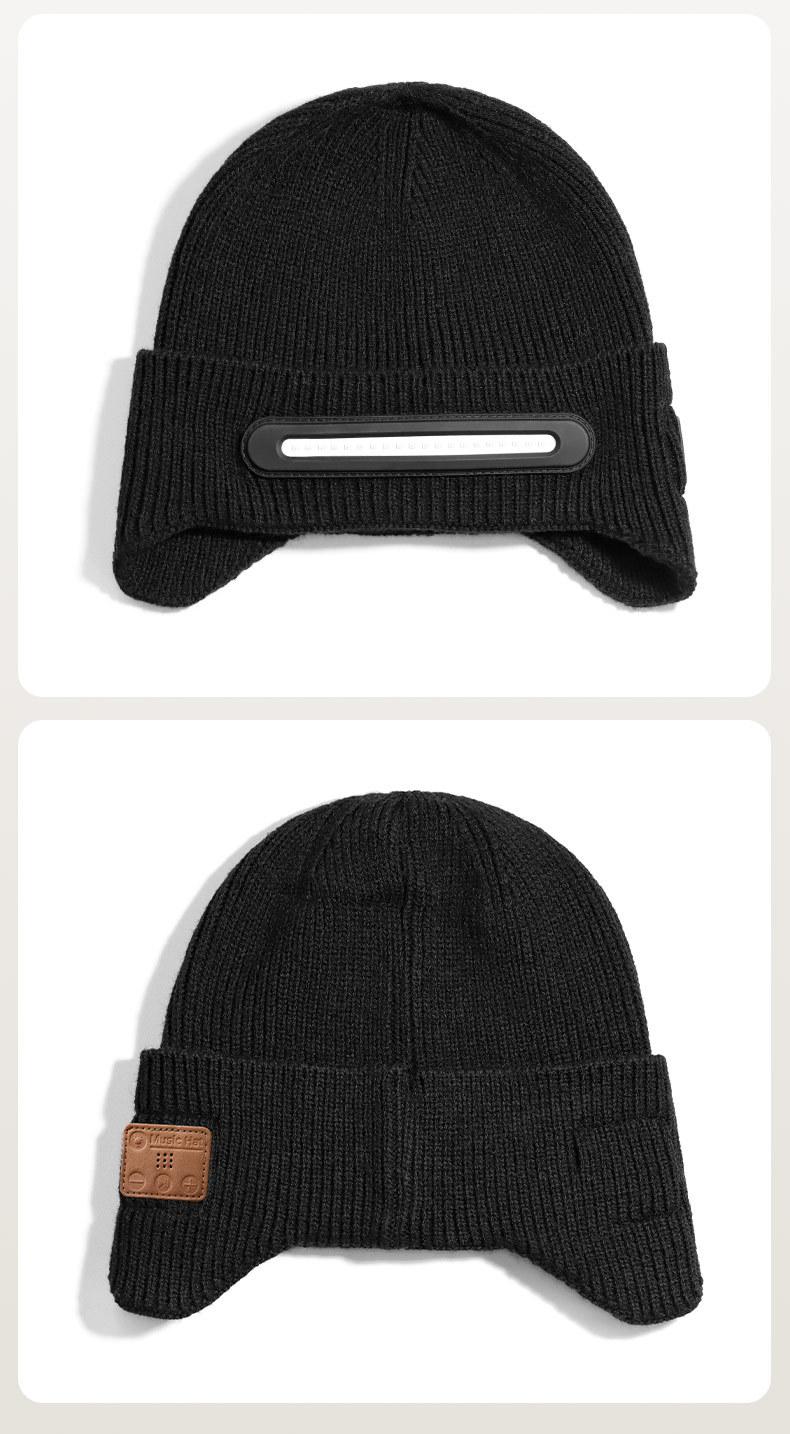 New USB Charging Light-Up Bluetooth Headphone Hat Outdoor Warm Knitted Ear Protection Hat Wireless Music Colorful Light Design Unisex Fashionable Casual Flashlight Hat for Christmas Holidays