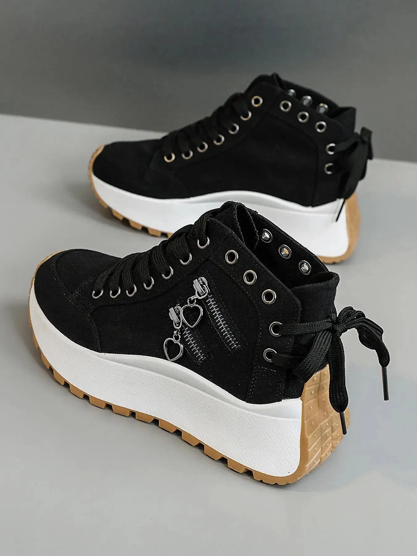 Women's Fashionable Lace Up Front Platform Sneakers, Casual Trainers, Chunky Shoes, Casual Trendy Shoes, Thick Sole, Casual Comfortable Shoes Daily Wear, Perfect Students and Outdoor,
