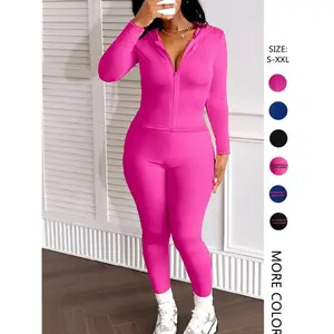 Women's Two-Piece Set with Zipper Jacket and Skinny Pants, Casual Long-Sleeve Front-Zip Top and Pants for Everyday Wear, Women's Sportswear for All Seasons, Tracksuit Sets, Workout Outfits