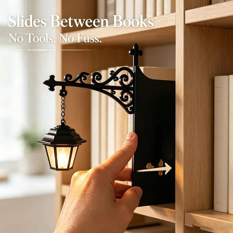 Library Lantern Decorative Bookshelf Lighting, Miniature Hanging Shelf Lamp, Warm LED Nightlight, Reading Nook Literary Decor,Halloween decorations