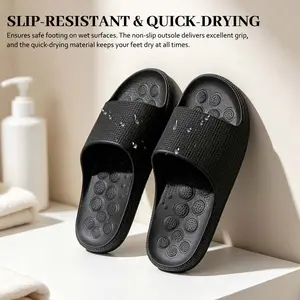Summer New Black EVA Massage Slippers Acupressure Foot Massage Colorful Magnetic Beads Design Thick Sole Non Slip Breathable Comfortable Indoor Outdoor Sport Beach Slides for All Seasons Flipflop, Footwear