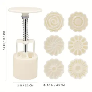 7pcs Set of Chrysanthemum And Rose Mooncake Molds, Hand-Pushed, Non-Stick, Green Bean Ice Cream, Cartoon Models, Baking Pastry Molds, Kitchen Tools
