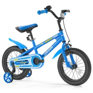 VEVOR Kids Bike, 14 Inches BMX Style Children Bicycle, Rider Height 2.95 ft - 3.77 ft, Training Wheels Included, Sturdy and Easy to Assemble, Toddler Bike for Boys & Girls Learning to Ride, Blue