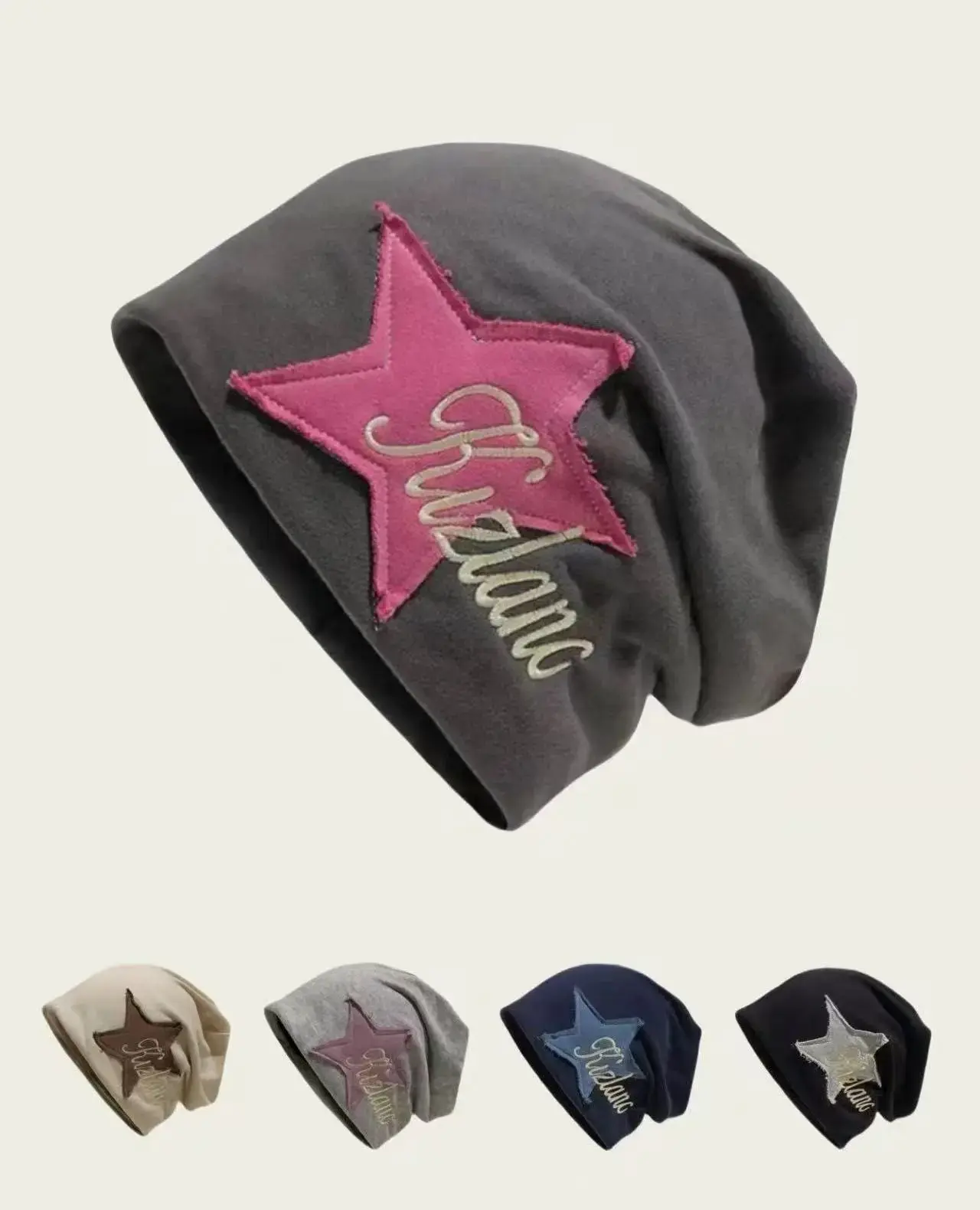Embroidered Star Cap Beanie Hats - Fitted, Machine Washable, Casual All-Match Sports Accessory with Star Patches and Letters, Ideal for Daily Wear or Birthday Gifting