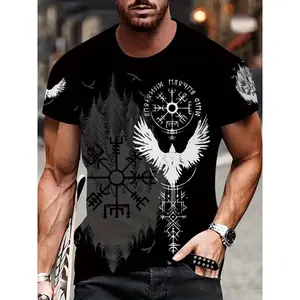 Men's Viking 3D Digital Printed T-Shirt Casual Graphic Design Nordic Style Casual Fashion Breathable Round Neck Short Sleeve