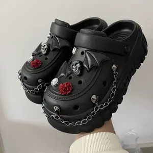 Punk Gothic Fashion Black Sandals Shoes for Women ,2026 New High Heel Platform Sandals Casual Outdoor Footwear