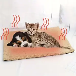 Self-Warming Pet Bed Mat for Cats & Small Dogs No Electricity Instant Heat Wool Filling Portable Bedspread Design for Cold Floors Kitten & Puppy Bedding Pet Furniture Cats House