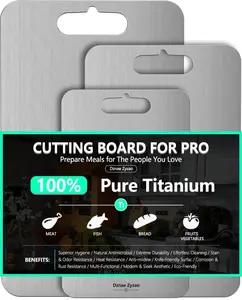 2026 New Food-Grade 100% Pure Titanium Cutting Board Set of 3, Double Sided Cutting Boards for Kitchen, Titanium Cutting Boards for Kitchen Dishwasher Safe (S+M+L)(Titanium) Folding AK47