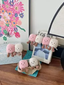 Adorable Marshmallow Plush Keychain Soft Pendant for Keys Bags Daily Decoration Lovely Gift for Couples Friends with Luxury Bluedust Bag N09 Chain