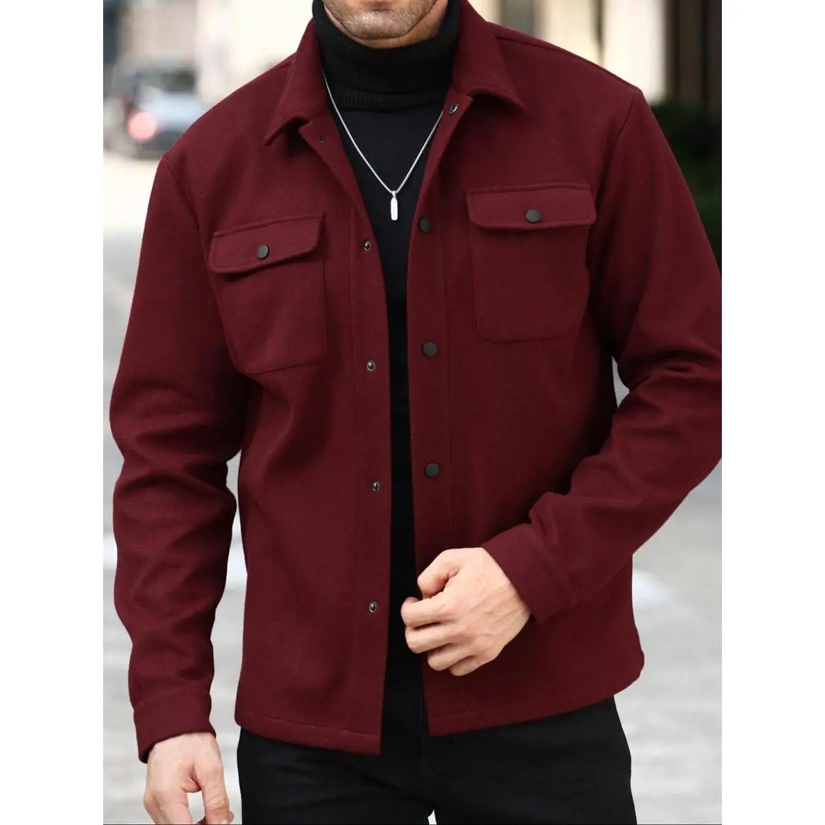 YYW1 Men's Tailored Long Woolen Coat - Elegant Solid Woven Collared Jacket, Lightweight for Autumn & Winter Wear, Lengthened Menswear Lightweight Jacket,clothes for back to school,first day of school outfits