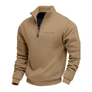 High-quality men's quarter-zip hoodie with long sleeves, casual pullover, sporty fashion activewear, stylish and comfortable, suitable for daily use, all-in-one zipper design, suitable for any season, everyday outdoor wear.