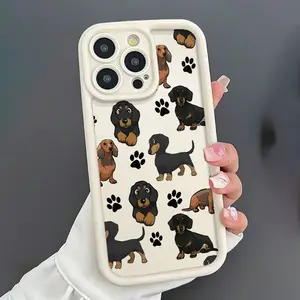 A phone case with Dachshund Paw Print Pattern, TPU Shockproof Full Protection Case, Compatible with iPhone 17/16/15/14/13/12/11 PRO MAX PLUS AIR E XS and PROMAX MINI, Ideal Gift for Friends and Family, T1850