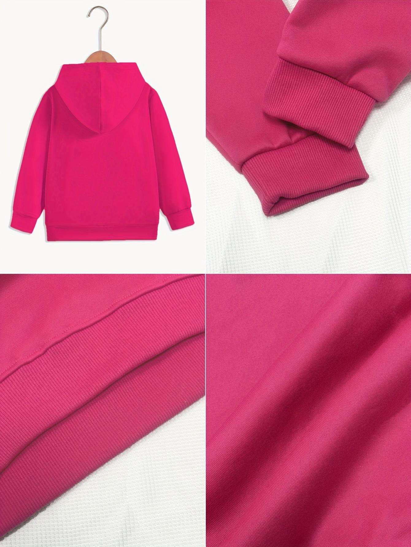 Girls' Autumn Winter Hooded Sweatshirt - Long Sleeve Casual Pullover with "I'm Literally Just a Girl" Print & Pink Bow Detail, Vibrant Red, Regular Fit, Hand Wash/Dry Clean, Sweaters for Girls