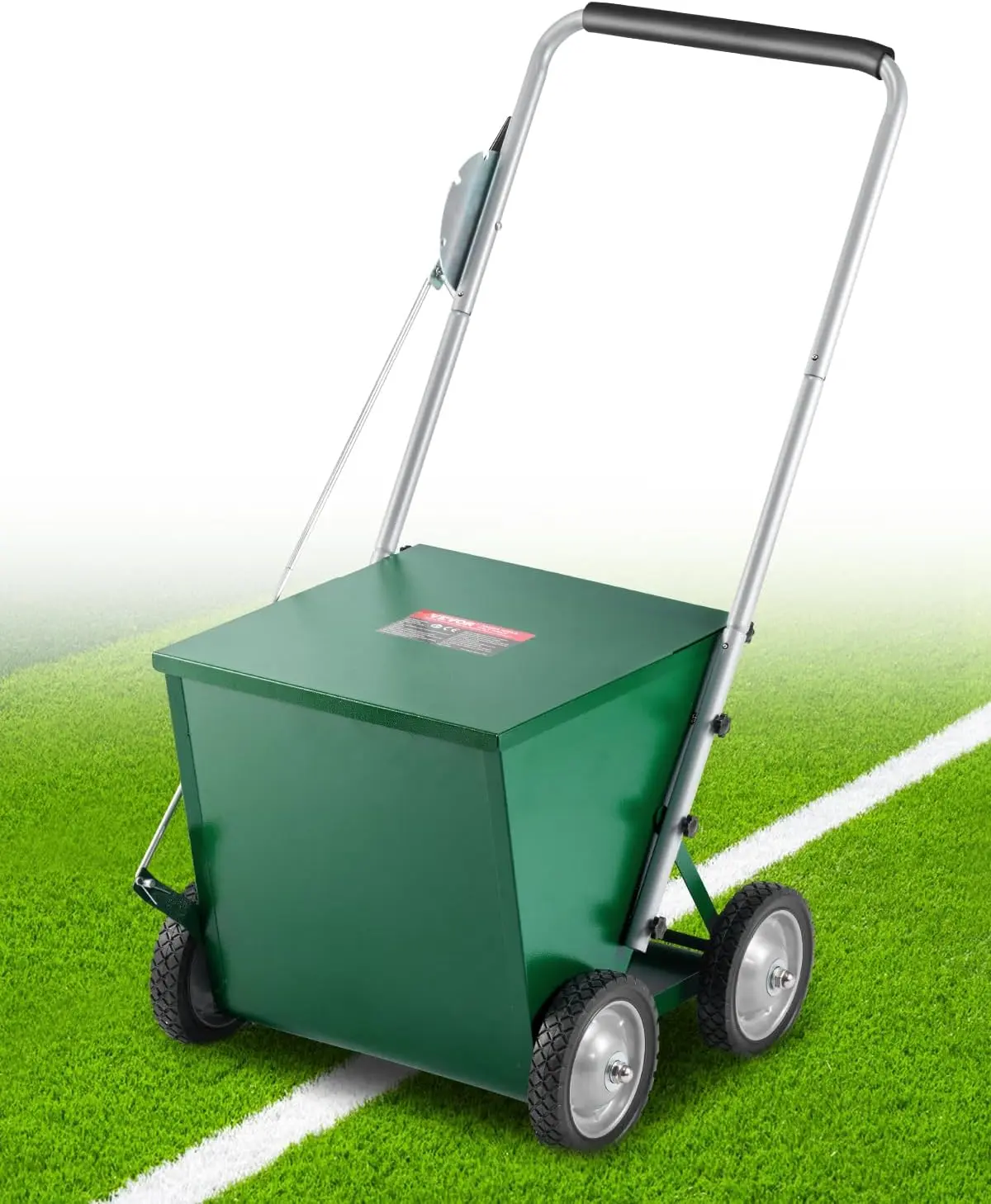 VEVOR 65 lbs Dry Line Chalker, Heavy-Duty Metal Wheels, Adjustable 2-4 in Marker Machine with Adjustable Handle, Easy to Operate, Large Powder Capacity, Rubber Handle for Baseball, Softball, Athletic Tracks, Soccer Fields Sports Markings