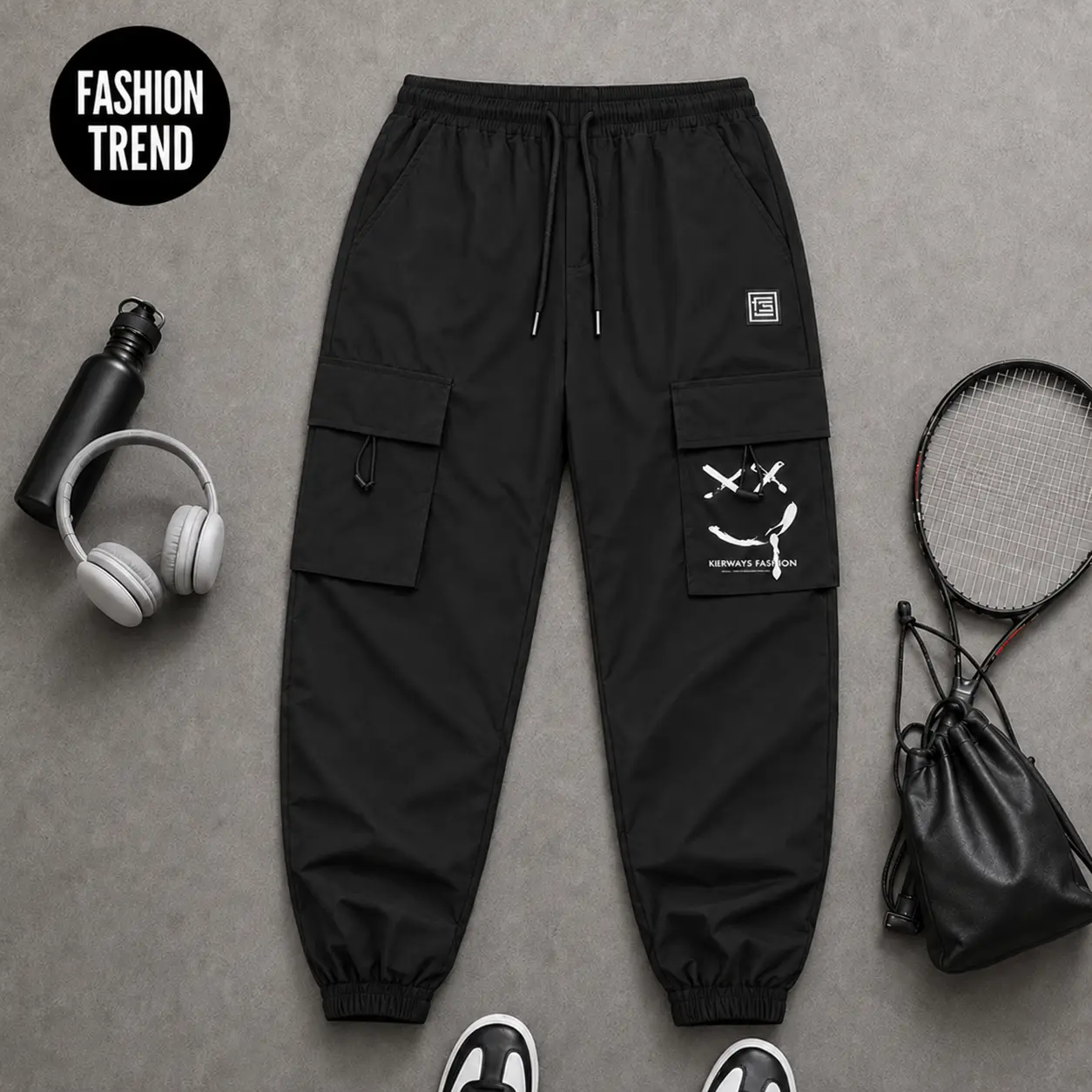 2 Pack Men's Cargo Jogger Pants, Breathable Comfortable Lightweight Loose Fit Trousers with Multi Pockets, Elastic Waist and Drawstring, Stylish Versatile Streetwear for Casual Daily Wear, Sports, Gym, Travel, Outdoor Activities and All Season Outfits