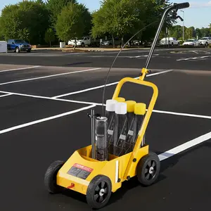 VEVOR Striping Line Marking Machine, 24 x 13 x 35.4 inch, 4-Wheel, Heavy Duty Striping Line Machine with 2-4 inch Adjustable Width, Make Clear Edge Line for Roads, Parking Lots, Sports Field, YellowSummervibes