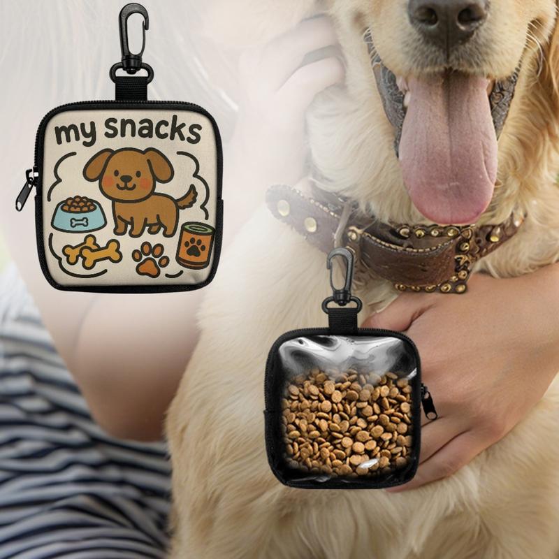 Cute Dog Treat Pouch with Clip Portable Mini Snack Bag for Walkies Transparent Back to Check Food Level Waterproof & Durable Zipper Storage Perfect for Puppy Training Rewards & Daily Dog Walking Essentials