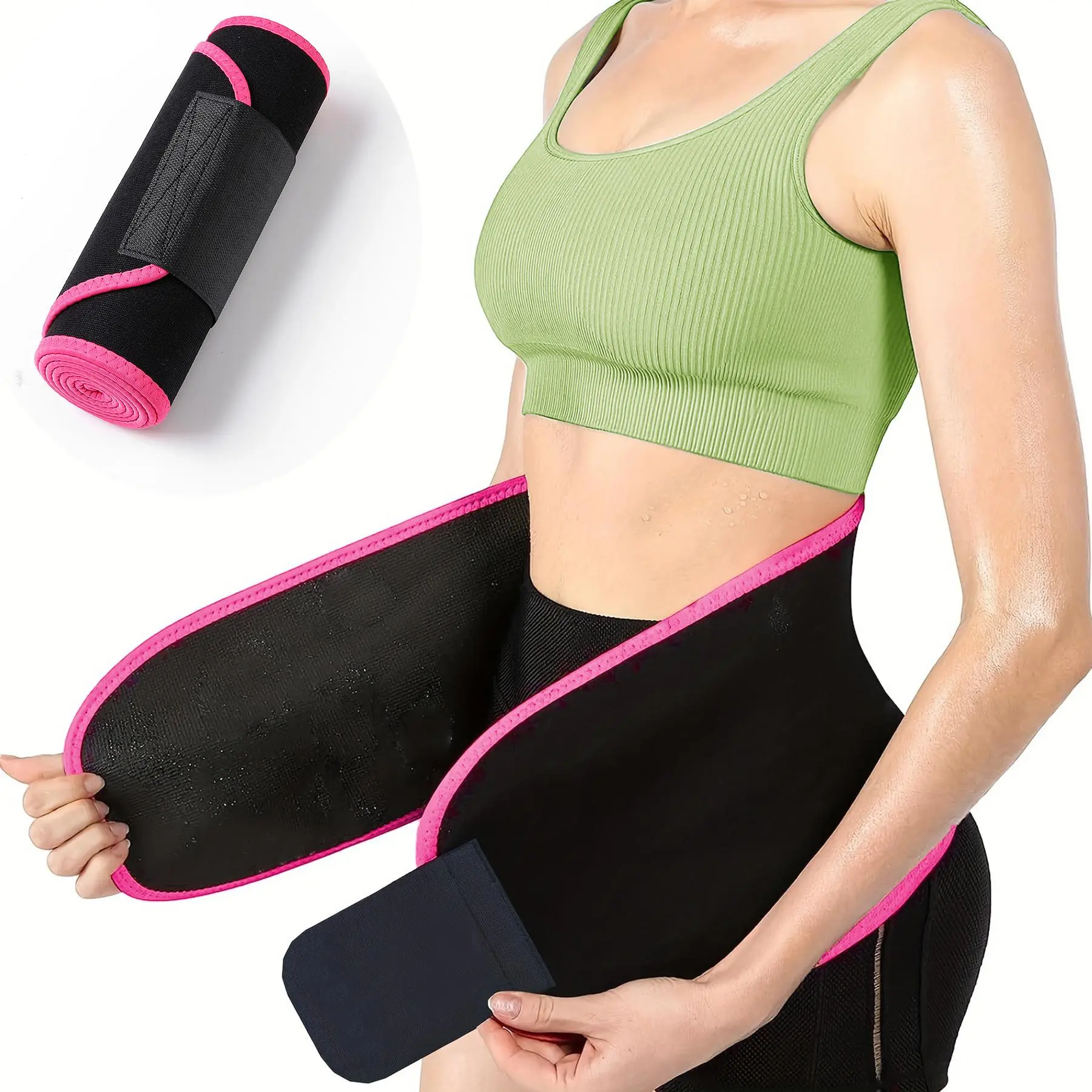 Unisex Contrast Binding Velcro Design Waist Trainer, Sporty Waist Support Belt for Men & Women, Sports Waist Belt for Home Gym Workout