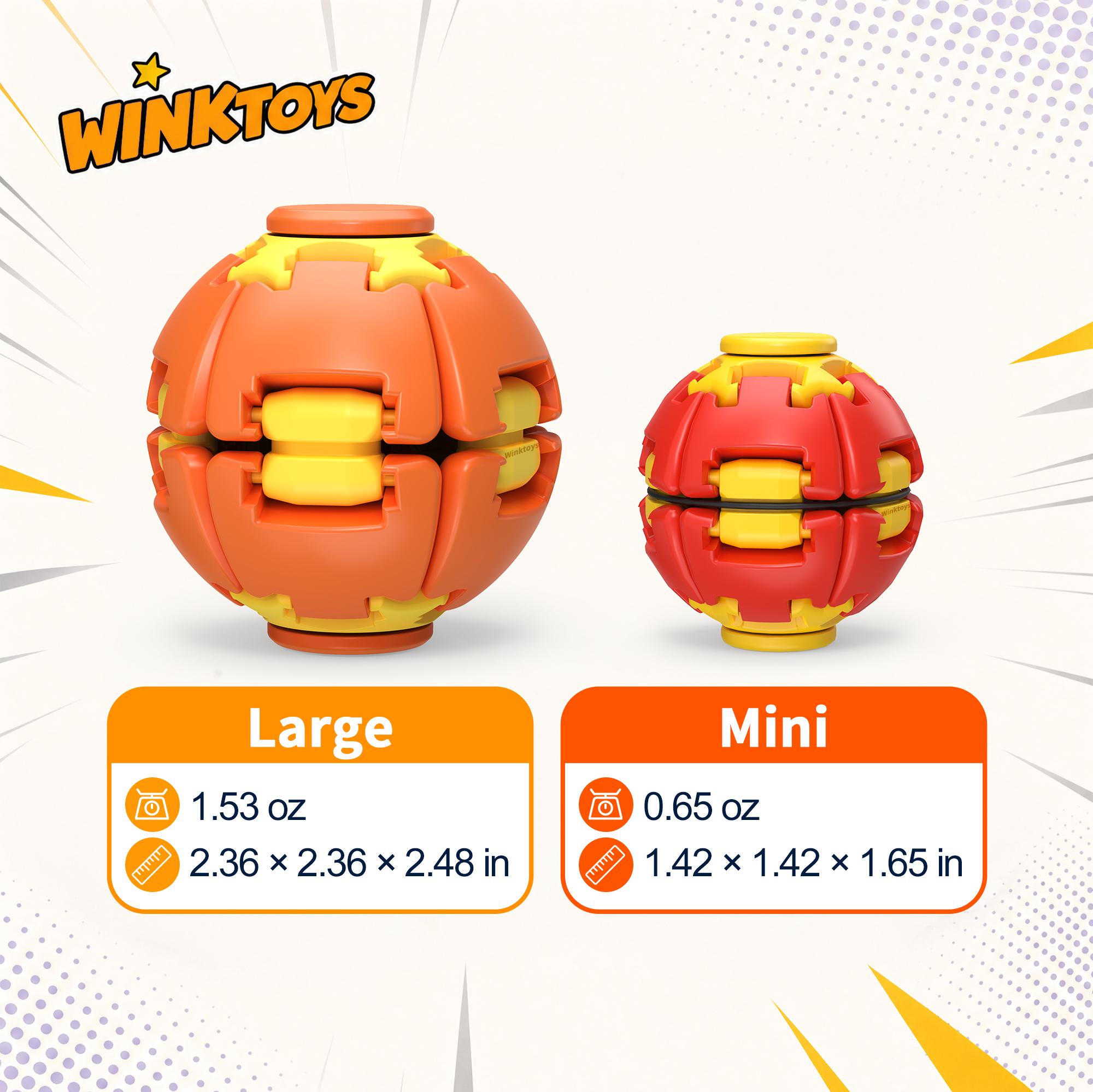 Winktoys Press Spin Fidget Ball, Fidget Spinner, One Press to Spin, Dynamic Spin Effect, Handheld & Tabletop Play, Sensory Toy, Stress Relief Desk Toy, Gift Idea for Kids, Teens & Adults