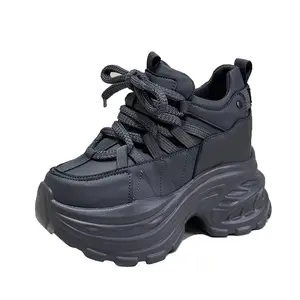 White/black /grey Chunky High Heel Women Sneaker Shoes 2026 New Platform High Heel Casual Outdoor Footwear