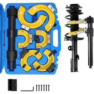 VEVOR Strut Spring Compressor Set, Macpherson Strut Spring Compressor Kit, Interchangeable Fork Strut Coil Extractor Remover Tool, with Yellow Protective Sleeve and Carrying Case
