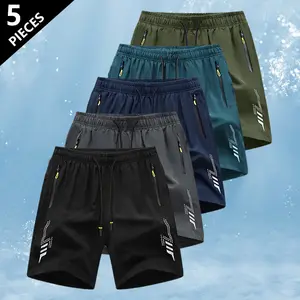 Men's Quick Dry Shorts, Ice Cool Breathable Gym Training Shorts with Lightning Print, Summer Casual Beach Sports Shorts