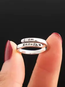 Simple Letter Engraved Cuff Ring, Adjustable Ring for Women & Men, Fashion Accessories for Daily Wear, Trendy All-match & Exquisite Jewelry for Birthday Gift, Wedding Promise Rings