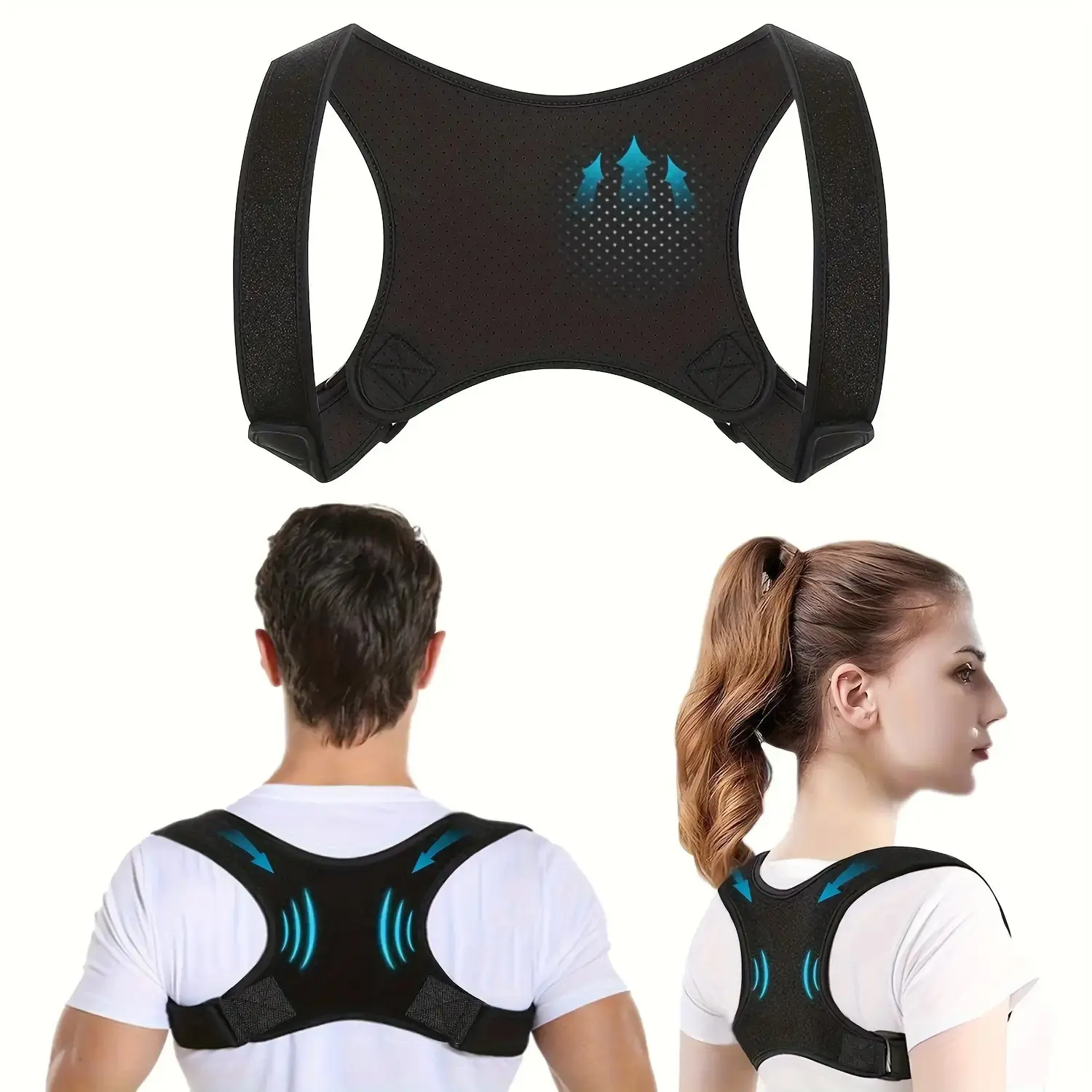 YYW1 Adjustable Posture Corrector Back Support Belt, Breathable Anti-Slip Ergonomic Design, Comfortable for Sitting and Standing Use in Travel