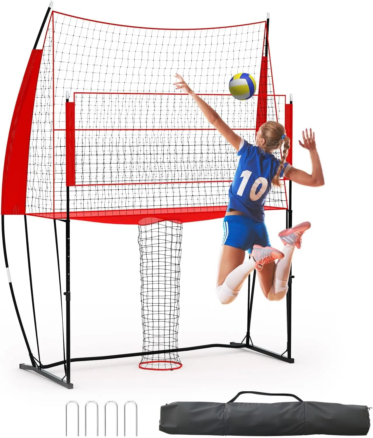 Adjustable Height Portable Volleyball Net System 243 × 45 × 335cm, Durable Complete Set with Carry Bag, Fast Assembly Indoor & Outdoor Training