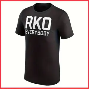 180g[100%cotton]Men's Randy Orton RKO WWE Signature Move Graphic T-Shirt Black with White Print Loose Fit Casual Round Neck Short Sleeve Tee for Wrestling Fans WWE Apparel Casual Attire Themed Events Durable Hot Transfer Print Design Fan Merchandise
