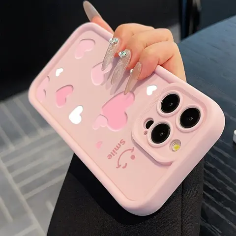 Smile Love 7/8plus Anti-fall Soft Case Simple and Advanced Air Cushion Suitable for iPhone14promax  Anti-fall xr Frosted 11 Men's and Women's Models 13 Full Package 15PRO Soft Shell 15 Protective Cover