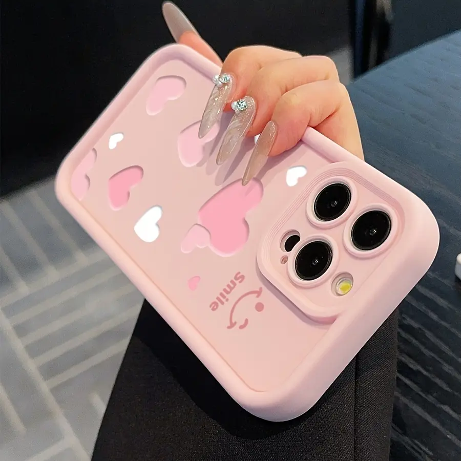 Smile Love 7/8plus Anti-fall Soft Case Simple and Advanced Air Cushion Suitable for iPhone14promax  Anti-fall xr Frosted 11 Men's and Women's Models 13 Full Package 15PRO Soft Shell 15 Protective Cover