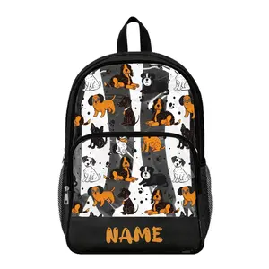 Personalised Clear Backpack for Kids, Cute Dog Cartoon PVC School Bag with Name, Lightweight Multi Pocket Rucksack for Back to School, Large Capacity + Front Zip Pocket, Side Mesh Water Bottle Holders, Durable & Easy Clean