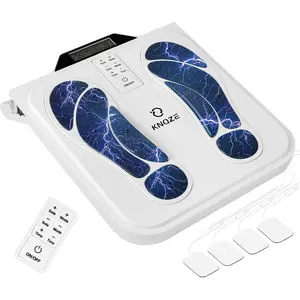 KNQZE EMS Foot Massager for Neuropathy Relief FSA/HSA Eligible TENS EMS Nerve Circulation Stimulator 10 Modes 50 Intensities 4 Pads for Pain Relief Swelling Cramps Plantar Fasciitis