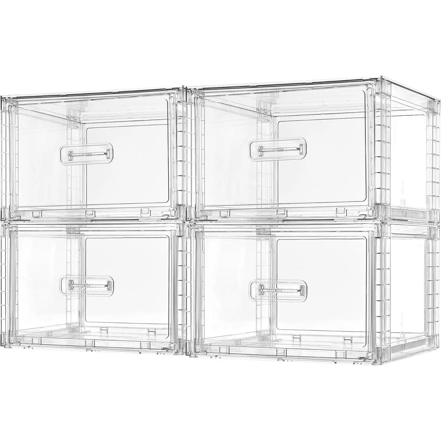4-Piece Transparent Rectangular Closet Storage Drawers Set Pack, 15QT Capacity Medium Stackable Home Organizer Storage Holder & Rack