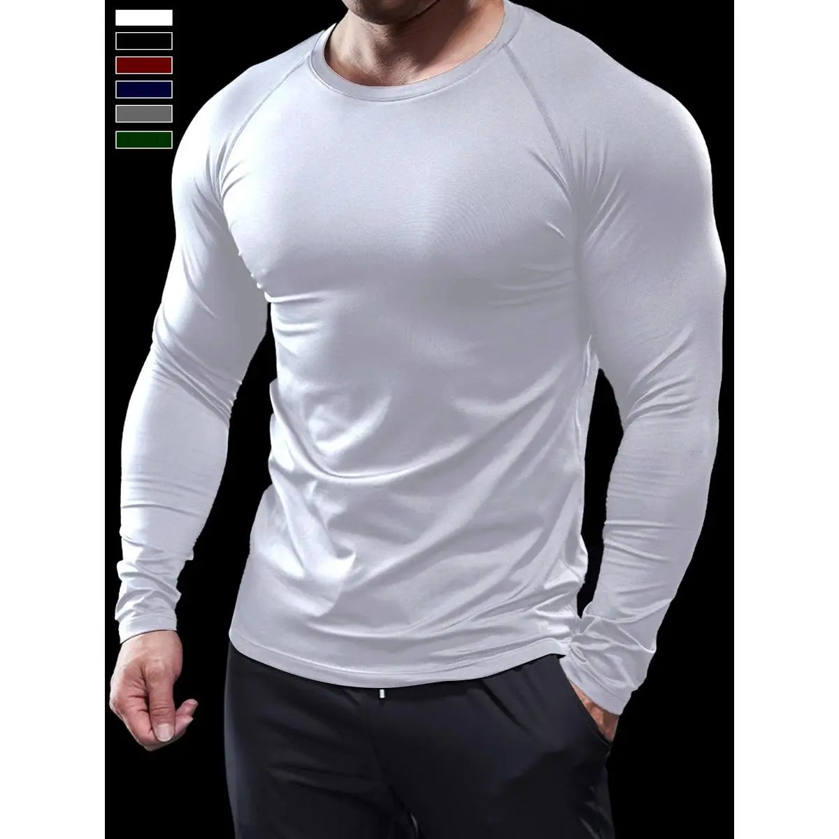 Men's Crew Neck Sports Shirt, Quick-Drying and Breathable, Long-Sleeve T-Shirt – Casual Sportswear for Gym, Workouts, and Running