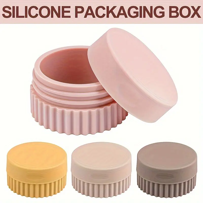 4Pcs Silicone Cosmetic Dispensing Jars with Lids, Portable Travel Cream Containers, Mini Loose Powder Storage Boxes, Refillable Lotion Pots, Small Travel Toiletry Containers for Skincare,leak,coffee,mist,hair,continuous,cookie,custom,steamer,jui,,,ce,cork