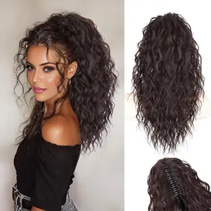 Clip in Ponytail Extension 18/20/30 Inches Long Wavy Curly Synthetic Hair Accessory for Women Natural Fluffy Glueless Kinky Edges Easy Carry Daily Use Party Decoration