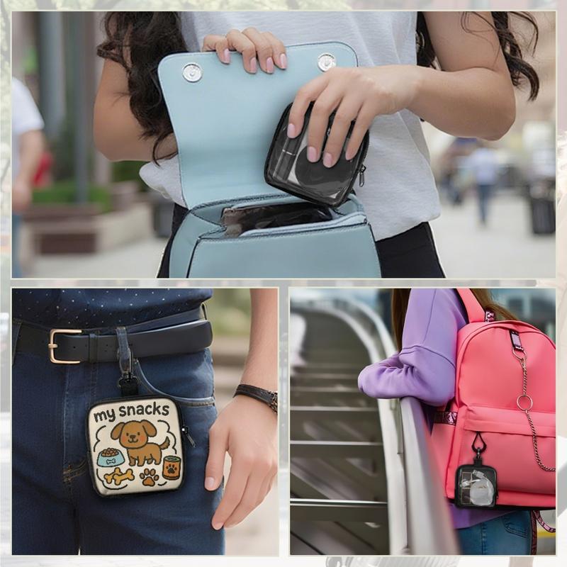 Cute Dog Treat Pouch with Clip Portable Mini Snack Bag for Walkies Transparent Back to Check Food Level Waterproof & Durable Zipper Storage Perfect for Puppy Training Rewards & Daily Dog Walking Essentials