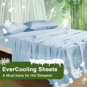 Cooling Bamboo Bed Sheet Set Queen – 4 Piece Silky Soft Sheets, Lightweight & Breathable, Deep Pocket 16", Flat Sheet, Fitted Sheet & 2 Pillowcases, Machine Washable
