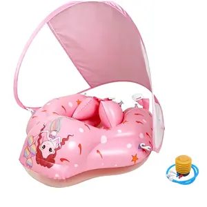 JointlyCreating Animal Themed Inflatable Pool Float Seat with Sun Canopy, Water Sports Swimming Training Equipment Swim Ring