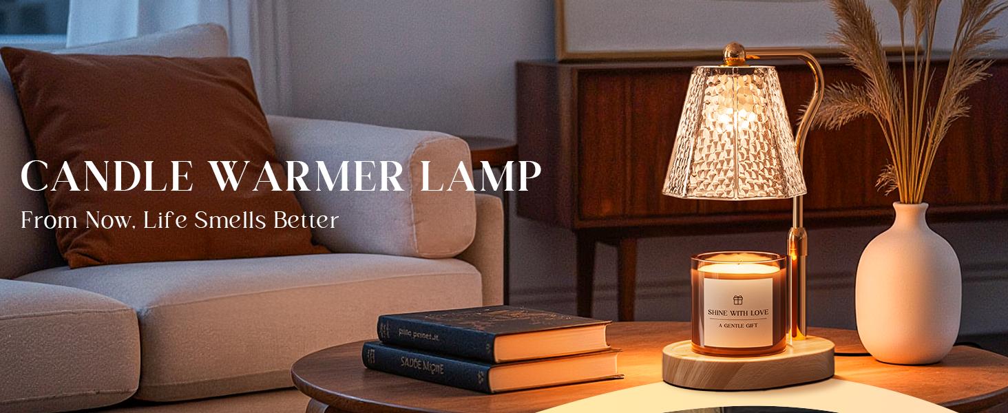 Candle Warmer Lamp with Timer Dimmable, Height Adjustable Wax Melt Warmer for Home Decor & New Home Bedroom, Vintage Candle Lamp for Scented Wax Jar Candles with 2 Bulbs,Birthday Gift for Women & Moms