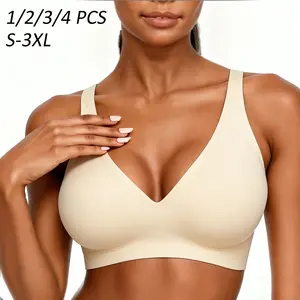 1/2/3PCS Jelly Wireless Womens Comfortable Wireless Bras Push Up Bralettes Seamless Tshirts Bras Deep V Everyday Bras S-3XL
