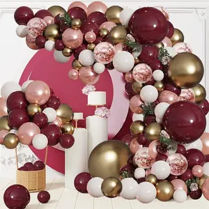 Burgundy Maroon Balloon Garland Kit for Wedding Decorations, Valentine's Day Party Backdrop, Romantic Ceremony Balloon Chain Arch Set