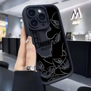 Popular Classic Anime Pokemons Black Spring Creative Design Gengars Gastlys Phone Case Suitable for Iphone 17 16E 16 15 14 13 12 11 Pro Max Mini Air XR XS X 7 8 Plus Shockproof Soft TPU Back Cover.